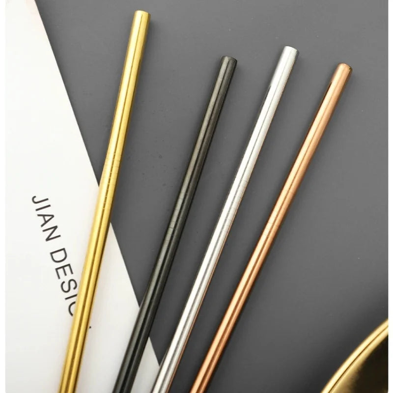 🥤 Stainless Steel Straws – Reusable Colorful Set with Brush 🥤