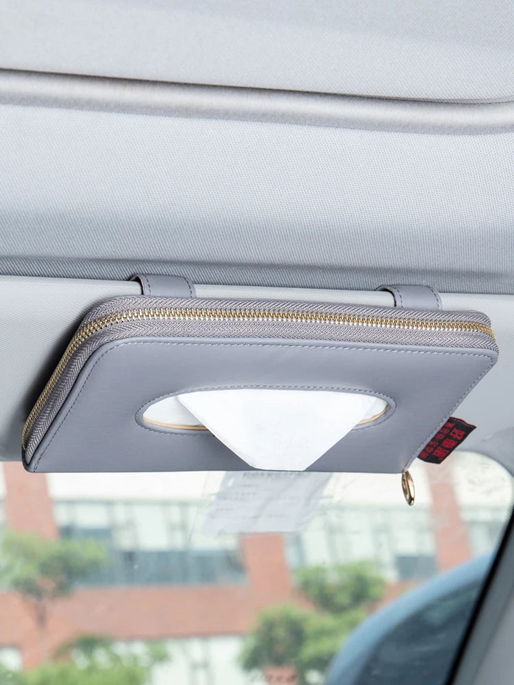 🧻 Car Sun Visor Tissue Holder – Premium PU Leather Organizer