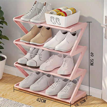 👟 4-Tier Z-Shaped Shoe Rack – No-Tool Stackable Storage for Home, Dorm & Entryway