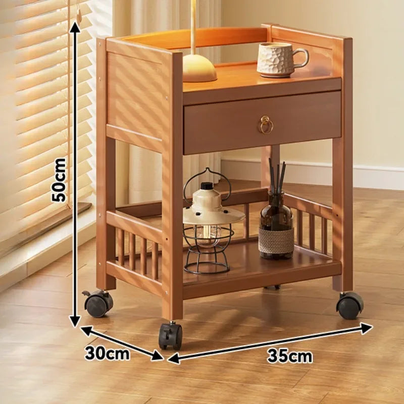 🪵 Wooden 3-Tier Storage Rack – Rolling Organizer for Kitchen & Living Room 🛋️🚚