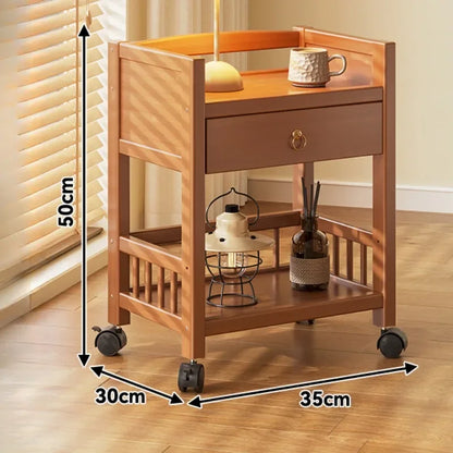 🪵 Wooden 3-Tier Storage Rack – Rolling Organizer for Kitchen & Living Room 🛋️🚚