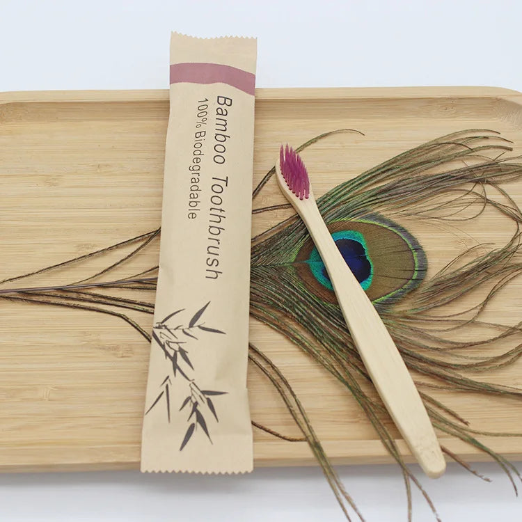 Bamboo Toothbrush Set – 100PCS Eco-Friendly Wooden Soft Brushes