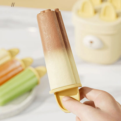 🍧 4-Grid Silicone Popsicle Molds – BPA-Free Reusable Ice Cream Maker for Kids & Adults 🍦