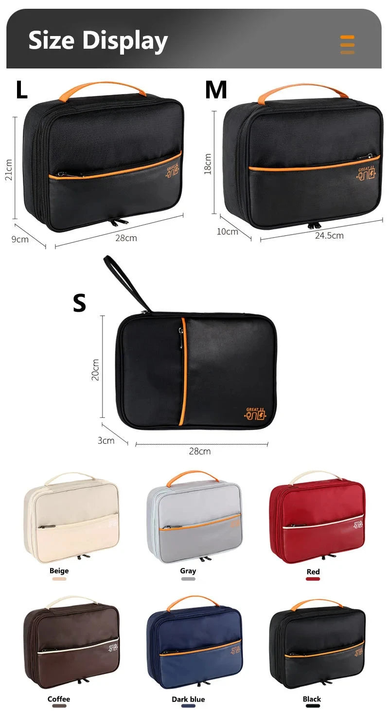 💼 Digital Cable Storage Bag – USB Cord, Charger & Power Bank Organizer Travel Case