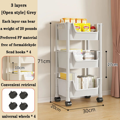 📚 5-Tier Rolling Bookshelf – Portable Corner Storage Rack with Wheels 🛋️🚚