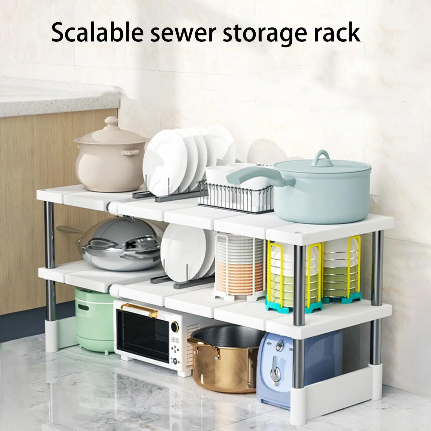 Stackable Telescopic Storage Rack – Closet & Sink Organizer