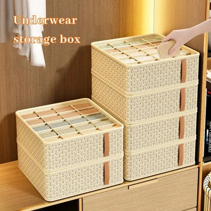 👕 Foldable Multi-Grid Underwear & Sock Organizer – Sturdy Non-Woven Drawer Storage Box
