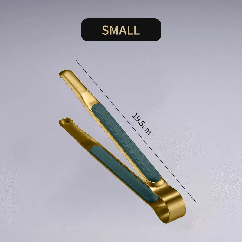 🍖 Gold Stainless Steel Food Tongs – Non-Slip BBQ Kitchen Tool 🍖
