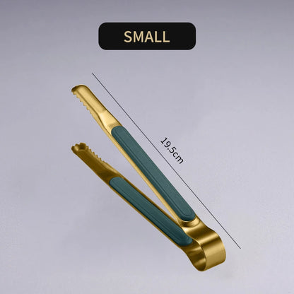 🍖 Gold Stainless Steel Food Tongs – Non-Slip BBQ Kitchen Tool 🍖
