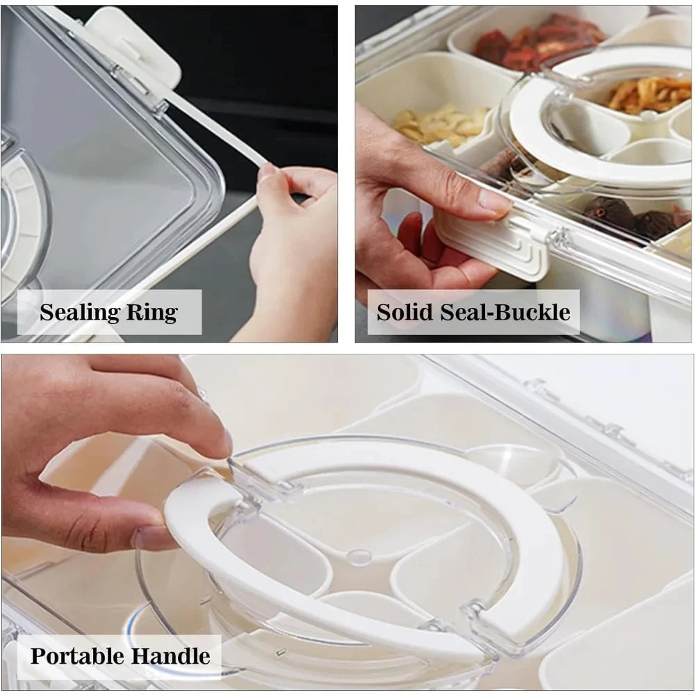 8-Grid Food Storage Box with Lid & Removable Compartments