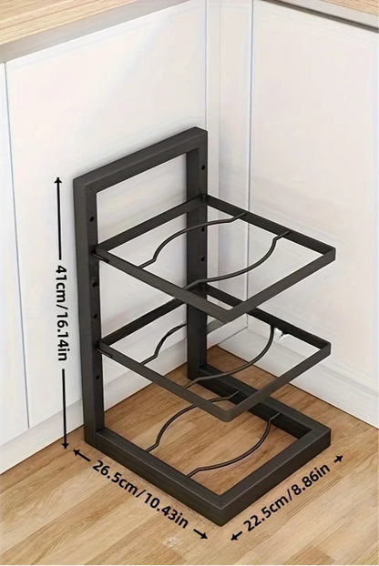 Adjustable Pot & Pan Rack – Heavy-Duty Carbon Steel Organizer