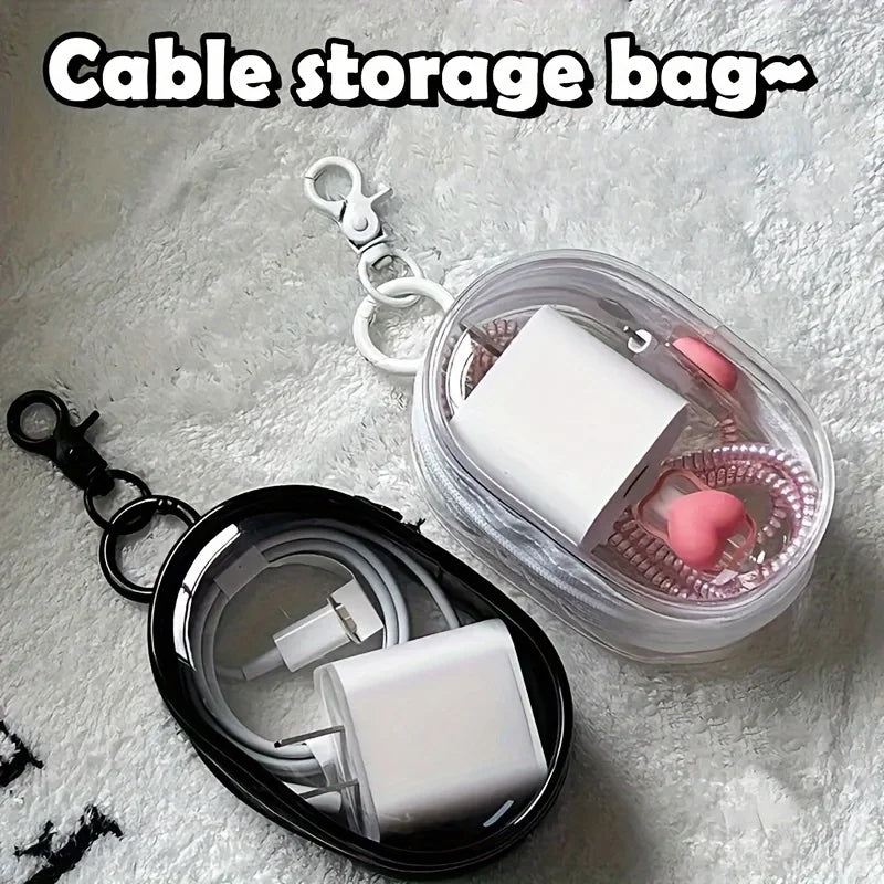 Mini Clear Zipper Storage Bag – Earphone & Charger Organizer
