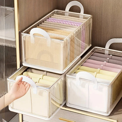Transparent foldable PVC drawer organizer for clothes, underwear, and seasonal storage