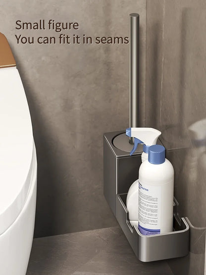 🧻 Punch-Free Bathroom Toilet Shelf & Brush Holder 🛁