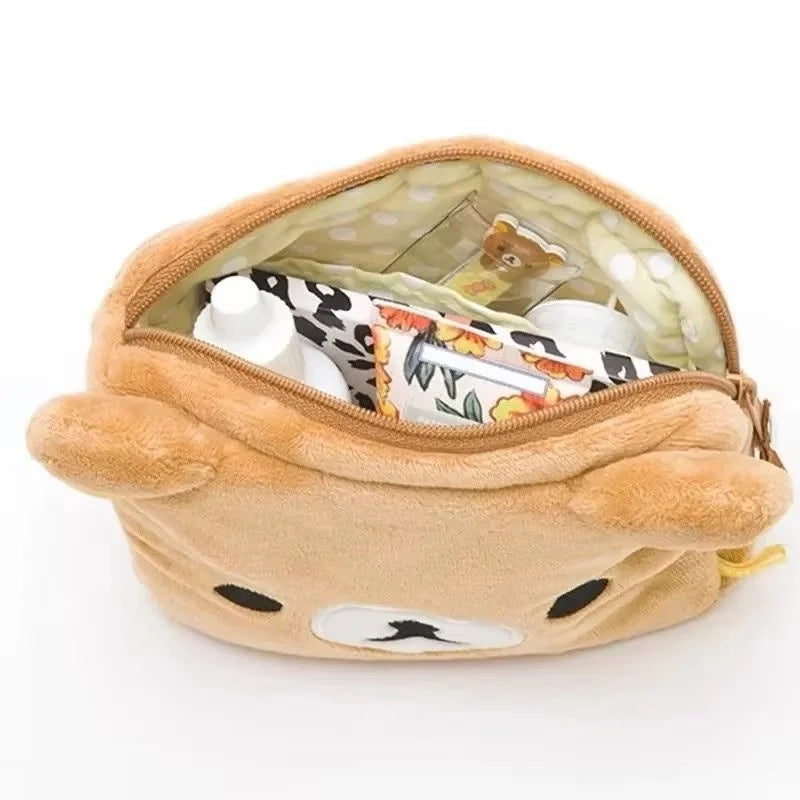 🐻 Rilakkuma Plush Makeup Bag 💄 Cute Cosmetic Storage Case