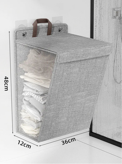 🧺 Foldable Wall Hanging Laundry Hamper with Hooks – Space Saver 🧺