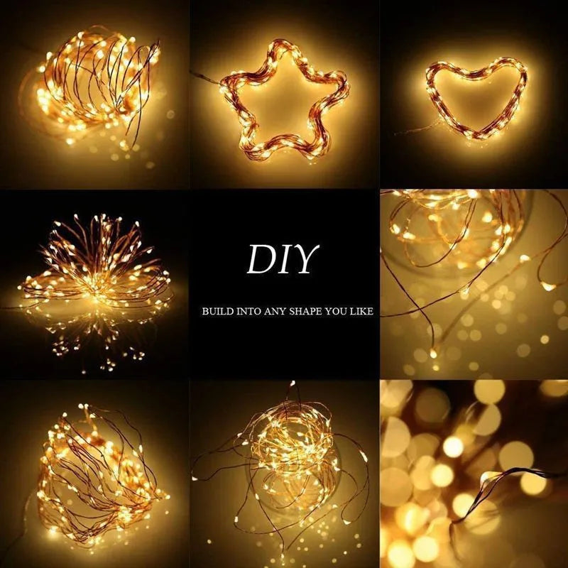 Solar LED fairy string lights outdoor waterproof garland for garden patio party festive decoration
