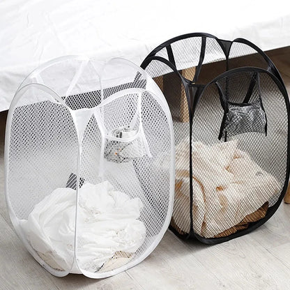 🧦 Foldable Mesh Laundry Basket – Pop-Up Dirty Clothes Hamper with Handles for Bathroom & Bedroom
