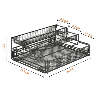 3-Tier Foldable Kitchen Storage Rack – Sleek Black Organizer