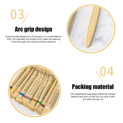 Bamboo Toothbrush Set – 100PCS Eco-Friendly Wooden Soft Brushes