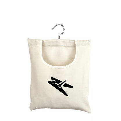 🧺 Hanging Canvas Storage Bag – Washable Clothespin Organizer for Home, Bathroom & Travel 🧵