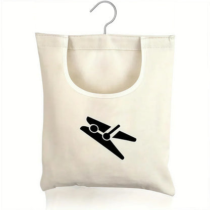 🧺 Hanging Canvas Storage Bag – Washable Clothespin Organizer for Home, Bathroom & Travel 🧵