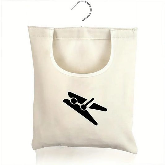 🧺 Hanging Canvas Storage Bag – Washable Clothespin Organizer for Home, Bathroom & Travel 🧵