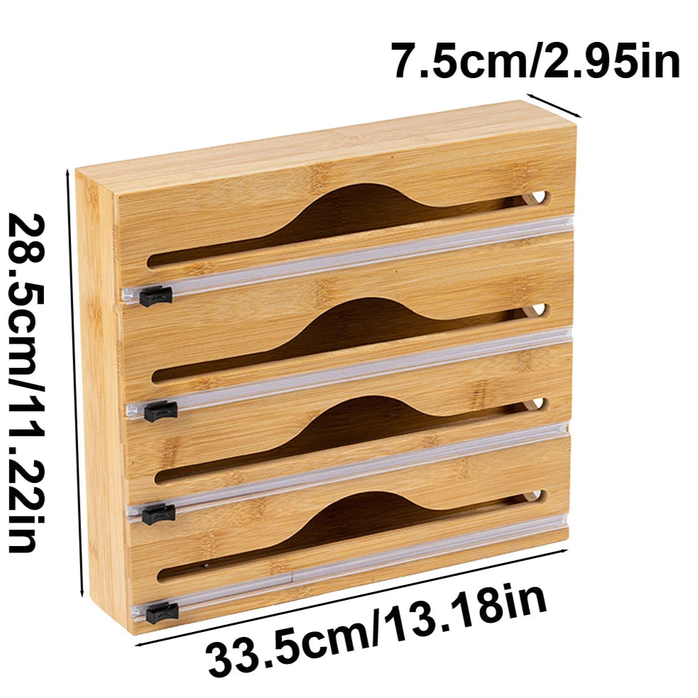 Bamboo Kitchen Wrap & Bag Dispenser With Cutter