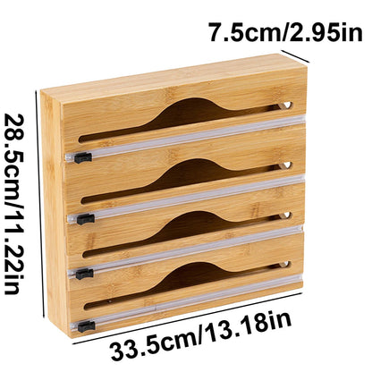 Bamboo Kitchen Wrap & Bag Dispenser With Cutter