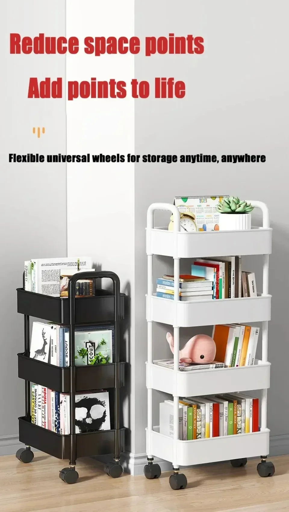 🛒 5-Tier Rolling Storage Cart – Mobile Organizer for Kitchen, Bathroom & More 🧺