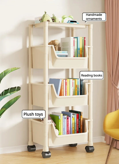 📚 5-Tier Rolling Bookshelf – Portable Corner Storage Rack with Wheels 🛋️🚚
