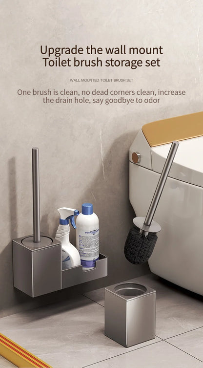 🧻 Punch-Free Bathroom Toilet Shelf & Brush Holder 🛁