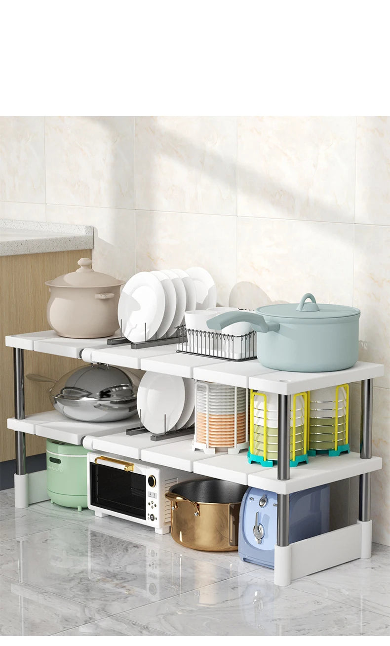 Stackable Telescopic Storage Rack – Closet & Sink Organizer