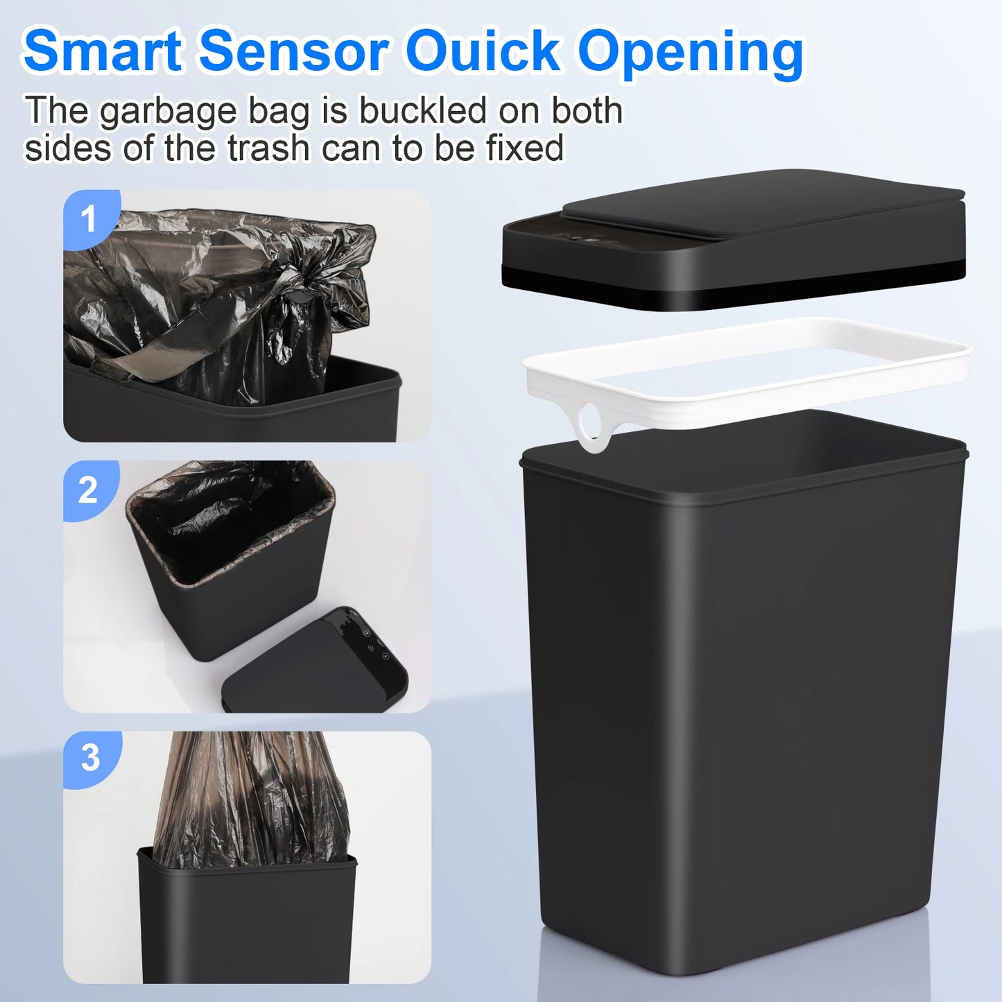 Touchless Sensor Trash Can 12L x2 – Slim Motion Lid