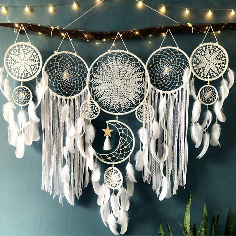 🌙 Boho Dream Catchers – 5pcs Macrame Wall Hanging Set for Home & Nursery 🌙