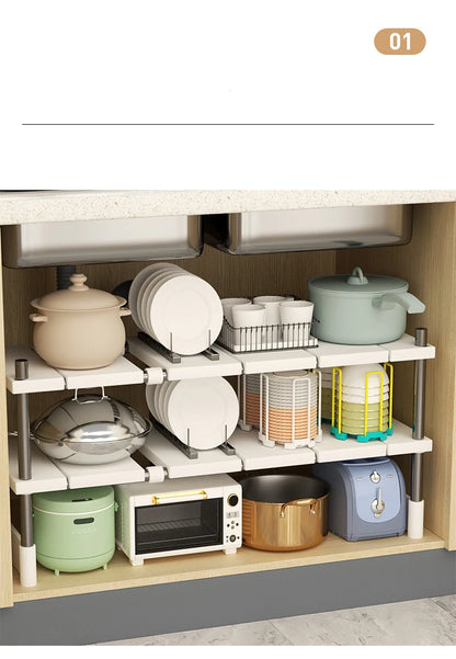 Stackable Telescopic Storage Rack – Closet & Sink Organizer