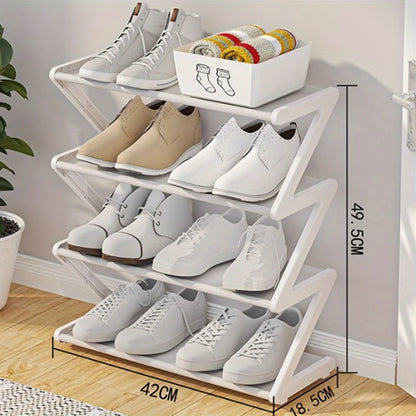 👟 4-Tier Z-Shaped Shoe Rack – No-Tool Stackable Storage for Home, Dorm & Entryway