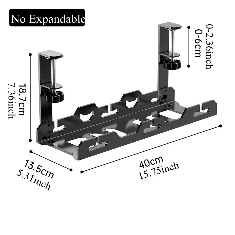 🖥️ Under Desk Cable Organizer – Telescopic Metal Storage Rack 🖥️
