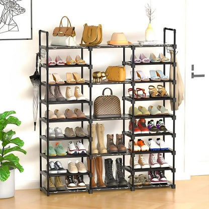 👟 Multi-Layer Shoe Rack with Hooks – Large Capacity, Modular & Detachable Design