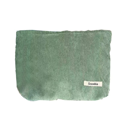💼 Corduroy Cosmetic Travel Bag – Soft Zipper Makeup Pouch for Women (Large Capacity)