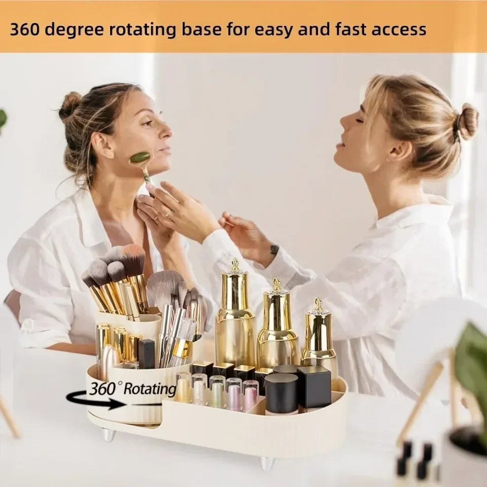 💄 360° Rotating Makeup Organizer – Large Capacity Cosmetic Storage Box 🔄