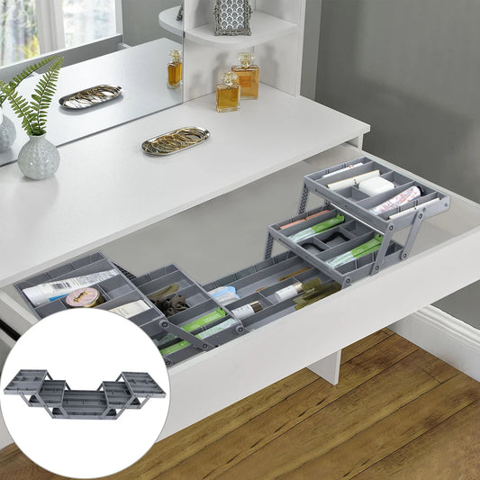 Smart drawer organizer multi-tier expandable storage tray for kitchen, bathroom, and office use
