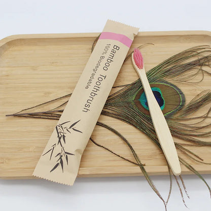 Bamboo Toothbrush Set – 100PCS Eco-Friendly Wooden Soft Brushes