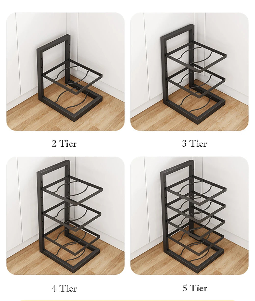 Adjustable Pot & Pan Rack – Heavy-Duty Carbon Steel Organizer