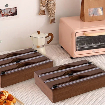 Bamboo Kitchen Wrap & Bag Dispenser With Cutter