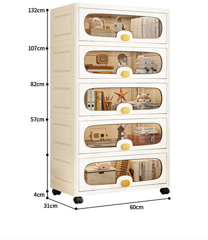 60cm Extra Large Flip-Top Storage Cabinet with Wheels – Multi-Layer Organizer