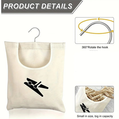 🧺 Hanging Canvas Storage Bag – Washable Clothespin Organizer for Home, Bathroom & Travel 🧵