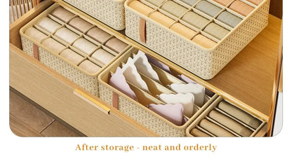 👕 Foldable Multi-Grid Underwear & Sock Organizer – Sturdy Non-Woven Drawer Storage Box