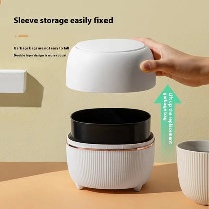 🗑️ Mini Desktop Trash Can – Pop-Up Lid Storage Bin for Coffee Tables & Office Desks ✨