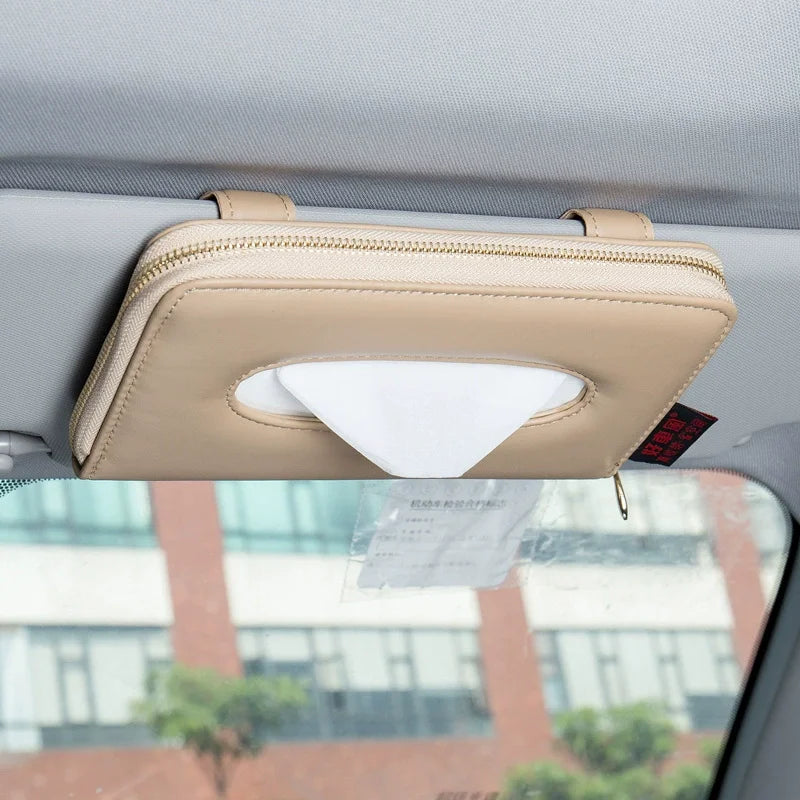 🧻 Car Sun Visor Tissue Holder – Premium PU Leather Organizer